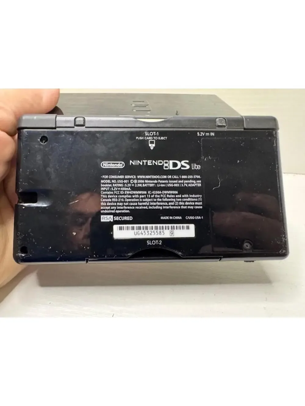 Nintendo DS Lite Onyx Black Console USG-001 Tested Working (No Charger)
